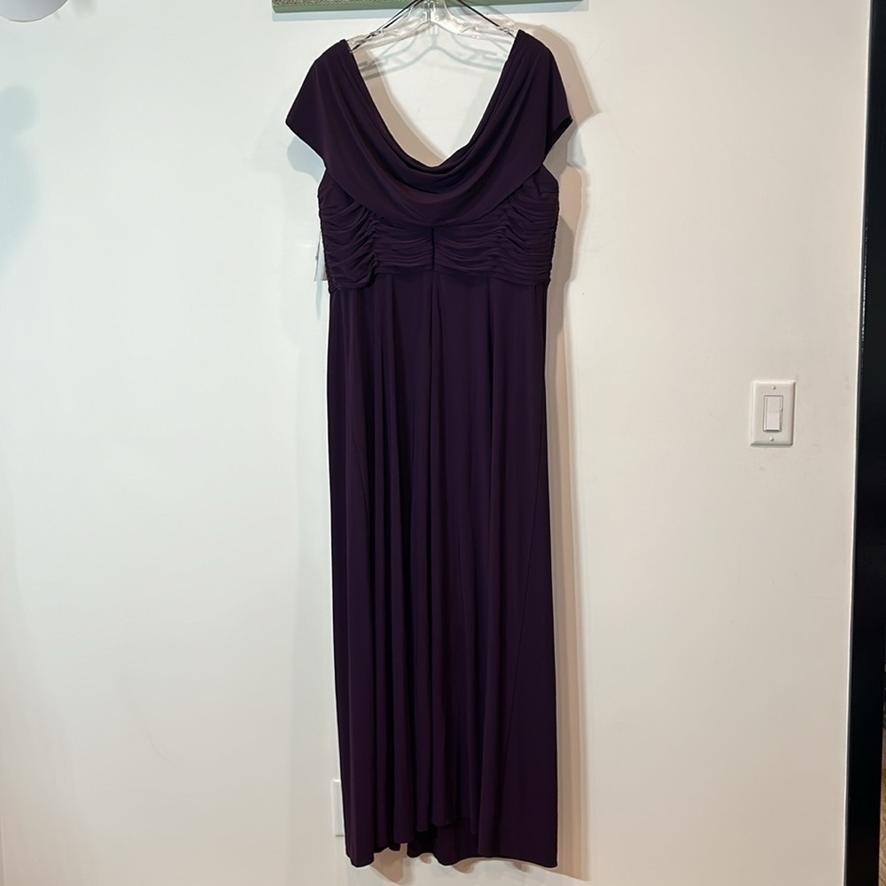 Alex Evenings Cowl Neck Beaded Waist Gown Plus size 18 eggplant mother of bride - Picture 7 of 11